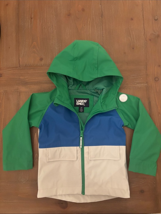 Lands' End Other - Lands End toddler boy rain coat Colorblock - Green/Blue/Cream size 2t